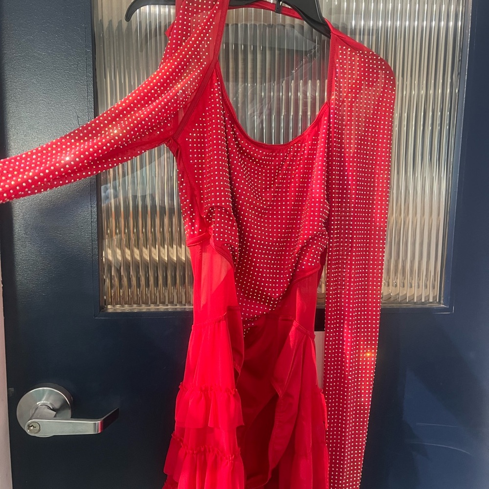 Weissman Red Dance Costume with Rhinestones